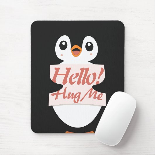 Hello! Hug Me - penguin costume personalization Muismat (Met muis)