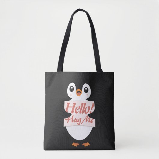 Hello! Hug Me - penguin costume personalization Tote Bag (Voorkant)