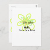 Hello I am new here name yellow green flower kids Briefkaart (Voorkant / Achterkant)