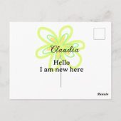 Hello I am new here name yellow green flower kids Briefkaart (Achterkant)