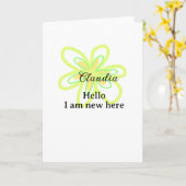 Hello I am new here name yellow green flower kids Kaart (Gele Bloem)