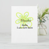 Hello I am new here name yellow green flower kids Kaart (Staand voorkant)