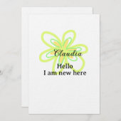 Hello I am new here name yellow green flower kids Kaart (Voorkant / Achterkant)