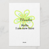 Hello I am new here name yellow green flower kids Kaart (Achterkant)