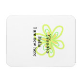 Hello I am new here name yellow green flower kids Magneet (Horizontaal)