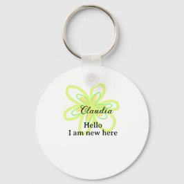 Hello I am new here name yellow green flower kids Sleutelhanger