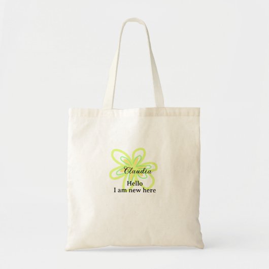 Hello I am new here name yellow green flower kids Tote Bag (Voorkant)