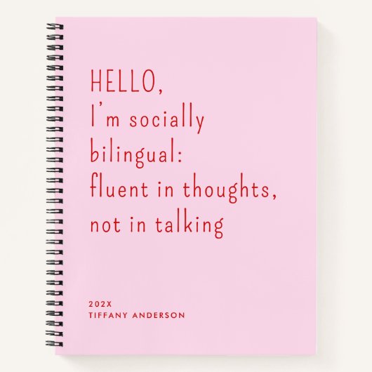 Hello, I’m socially bilingual Funny Introvert Gift Notitieboek (Voorkant)
