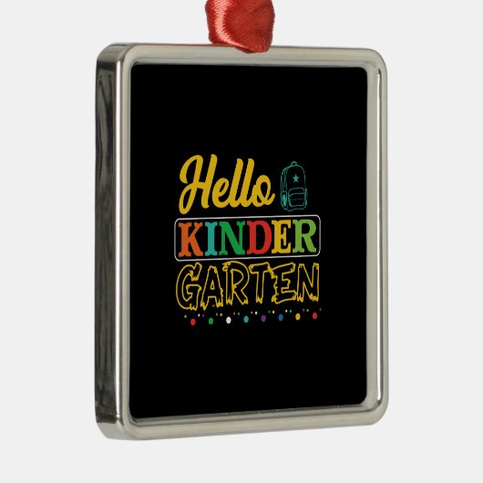 Hello Kinder Garten Metalen Ornament (Rechts)