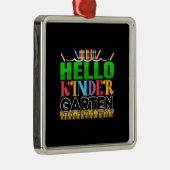 Hello Kinder Garten Metalen Ornament (Rechts)