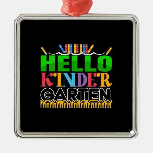 Hello Kinder Garten Metalen Ornament (Voorkant)