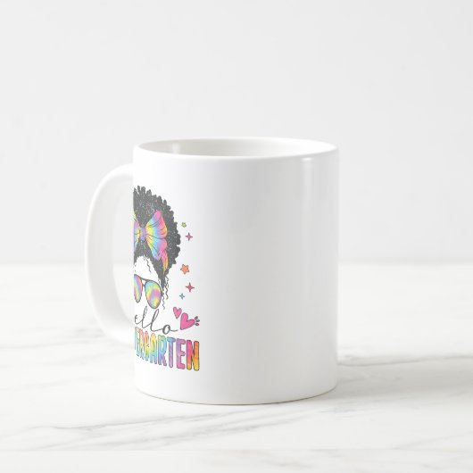 Hello Kindergarten Back To School Black Women Teac Koffiemok (Voorkant links)