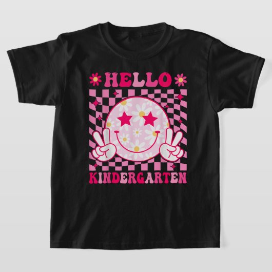 Hello Kindergarten - Back To School Groovy T-shirt (Laagn)