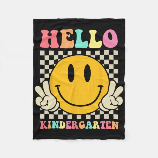 Hello Kindergarten Byck To School Groovy Teacher S Fleece Deken (Voorkant)