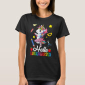 Hello Kindergarten Dancing Unicorn Student Back To T-shirt (Voorkant)