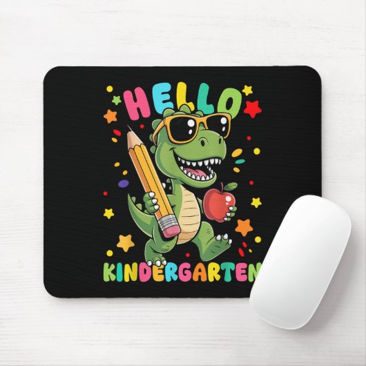 Hello Kindergarten Dinosaur First Day Back To Scho Muismat (Met muis)