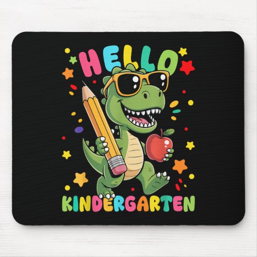 Hello Kindergarten Dinosaur First Day Back To Scho Muismat (Voorkant)
