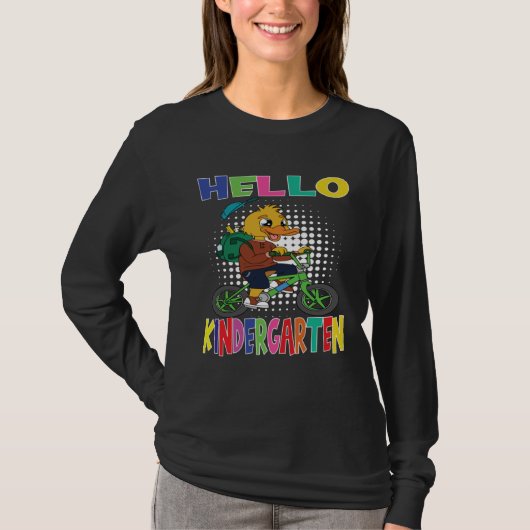 Hello Kindergarten Duck Riding A Bicycle T-shirt (Voorkant)