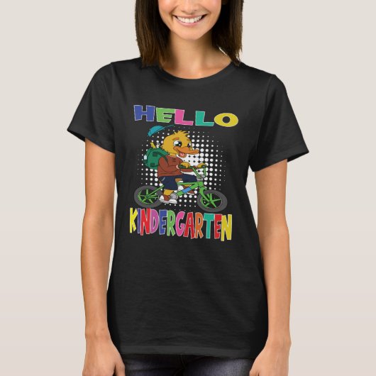 Hello Kindergarten Duck Riding A Bicycle T-shirt (Voorkant)