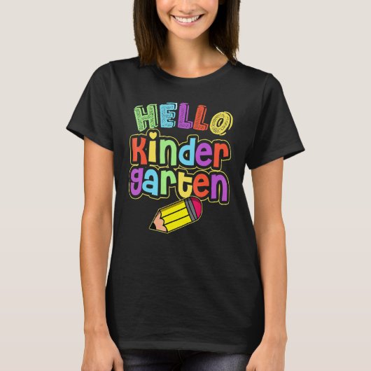 Hello Kindergarten First Day Of Kindergarten Back  T-shirt (Voorkant)