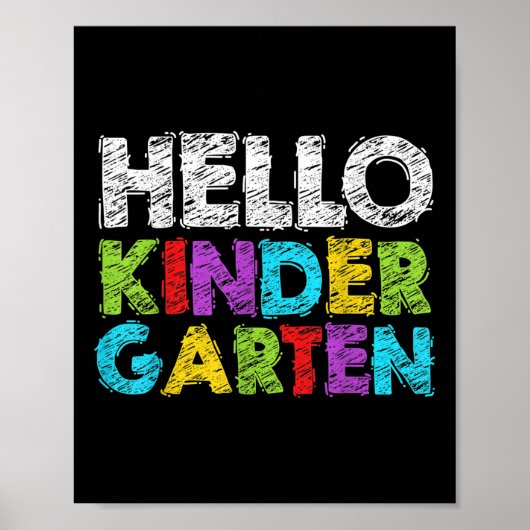 Hello Kindergarten Funny Back To School Student &a Poster (Voorkant)