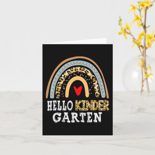 Hello Kindergarten Leopard Rainbow Back To School Kaart (Gele Bloem)