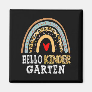 Hello Kindergarten Leopard Rainbow Back To School Magneet
