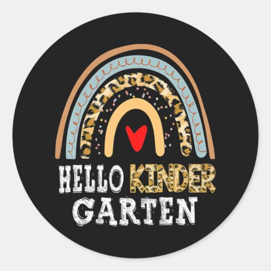 Hello Kindergarten Leopard Rainbow Back To School Ronde Sticker (Voorkant)