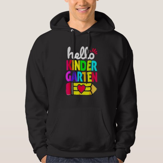 Hello Kindergarten Pencil Heart Back To School Tea Hoodie (Voorkant)
