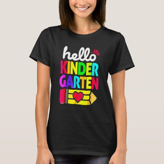 Hello Kindergarten Pencil Heart Back To School Tea T-shirt (Voorkant)