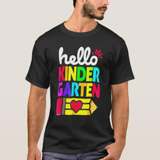 Hello Kindergarten Pencil Heart Back To School Tea T-shirt (Voorkant)