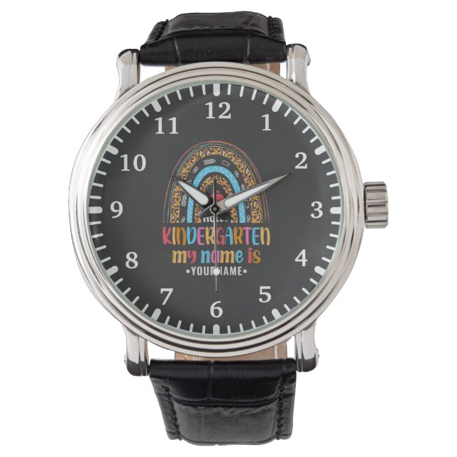Hello Kindergarten Rainbow First Day of School Horloge (Voorkant)
