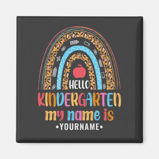 Hello Kindergarten Rainbow First Day of School Magneet (Voorkant)