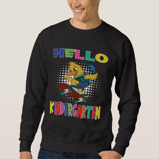 Hello Kindergarten Skateboarding Duck Trui (Voorkant)