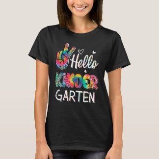 Hello Kindergarten Tie Dye Leopard Graphic Back To T-shirt