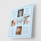 Hello Little One Baby Four Photo Square Wall Clock Vierkante Klok (Hoek)