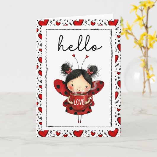 Hello Lovely Ladybug Fairy Kaart (Gele Bloem)