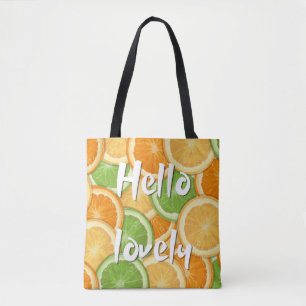 'Hello Lovely' pittige citrusfruitpatroon schouder Tote Bag