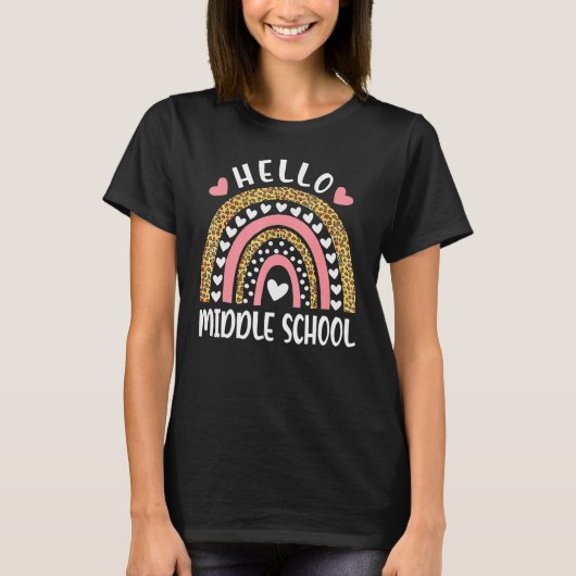 Hello Middle School Rainbow Teachers Back To Schoo T-shirt (Voorkant)