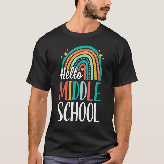 Hello MiddleSchool Rainbow for Teachers Girls Kids T-shirt (Voorkant)