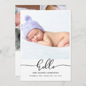 Hello Modern Script Birth Announcement Aankondiging (Voorkant / Achterkant)