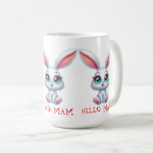 Hello Mom Mug – Cute Bunny Coffee Cup Koffiemok (Voorkant rechts)