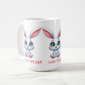 Hello Mom Mug – Cute Bunny Coffee Cup Koffiemok (Voorkant links)