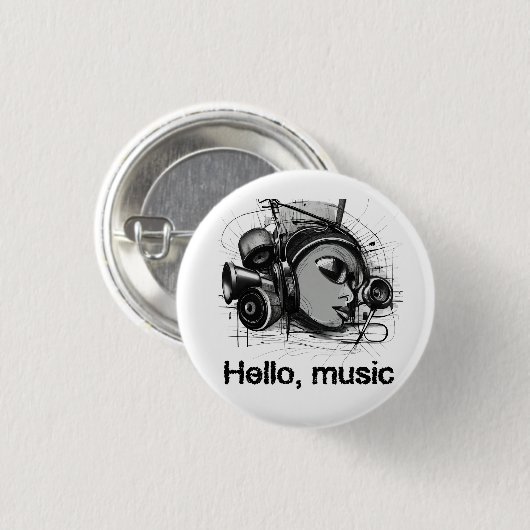 hello music ronde button 3,2 cm (Voorkant /achterkant)