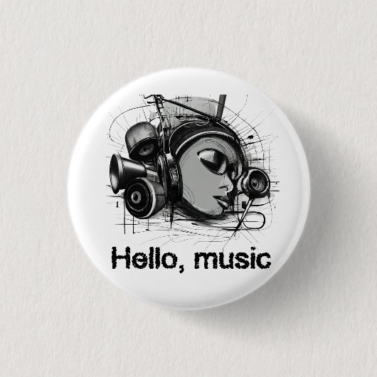 hello music ronde button 3,2 cm (Voorkant)