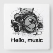 hello music vierkante klok (Voorkant)