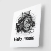 hello music vierkante klok (Hoek)