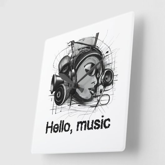 hello music vierkante klok (Hoek)