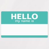 Hello my name is - pink teal purple - Employee Labels (Design 2)