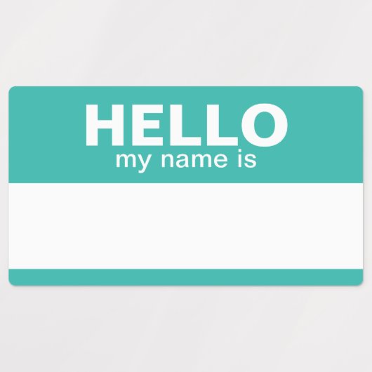 Hello my name is - pink teal purple - Employee Labels (Design 2)